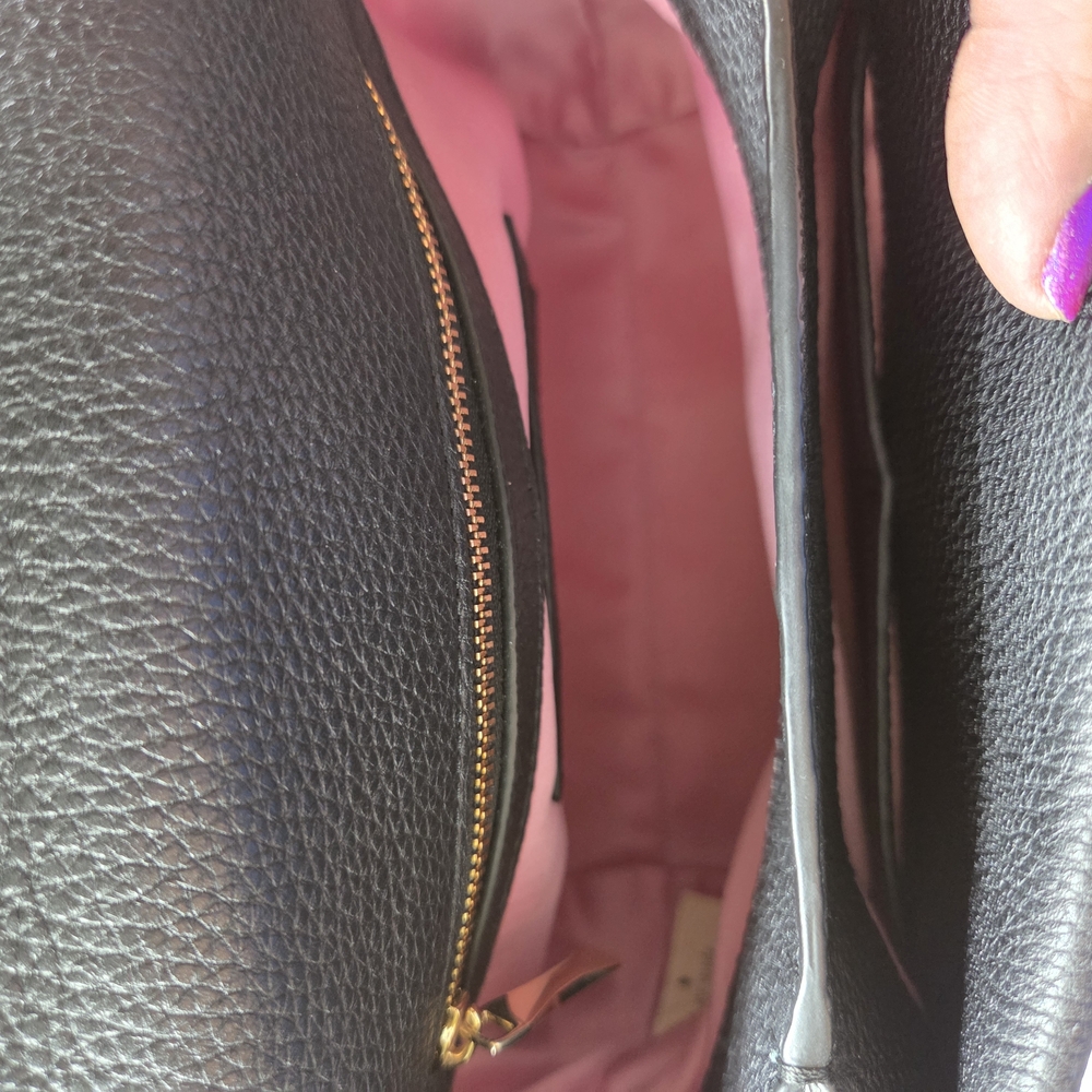 Kate Spade Black Leather Handbag with Gold Accent - Picture 12 of 13
